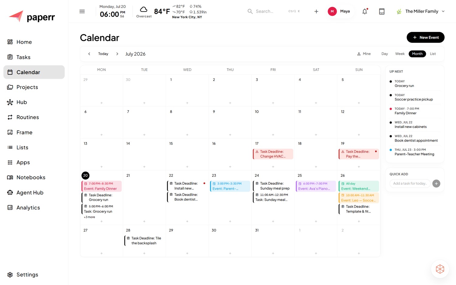 paperr Calendar month view